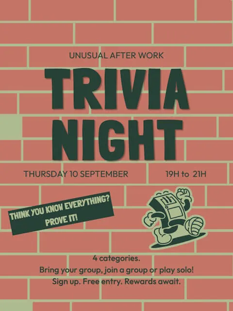 Past Trivia Night flyer — September afterwork edition