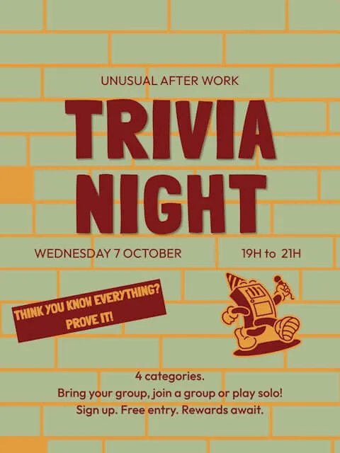 Past Trivia Night flyer — October afterwork edition
