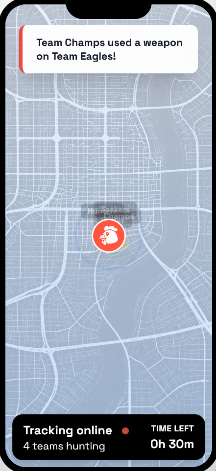 Chicken Rush live map showing the shrinking hunt zone