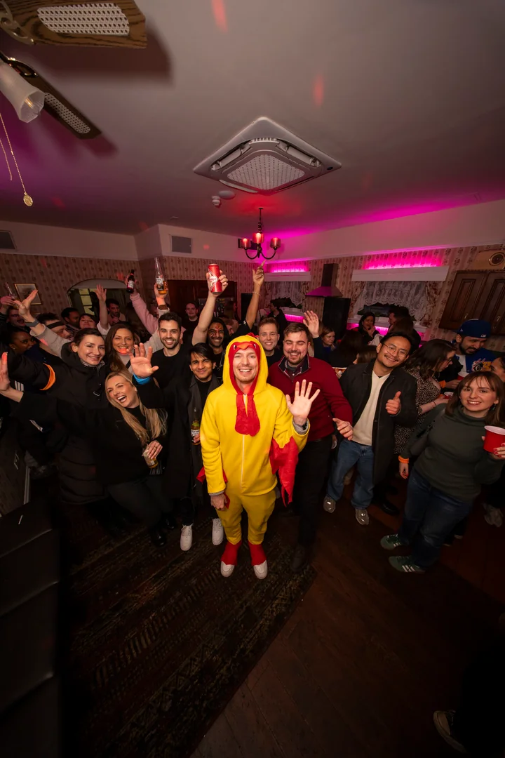 A big group of Chicken Rush players on the streets