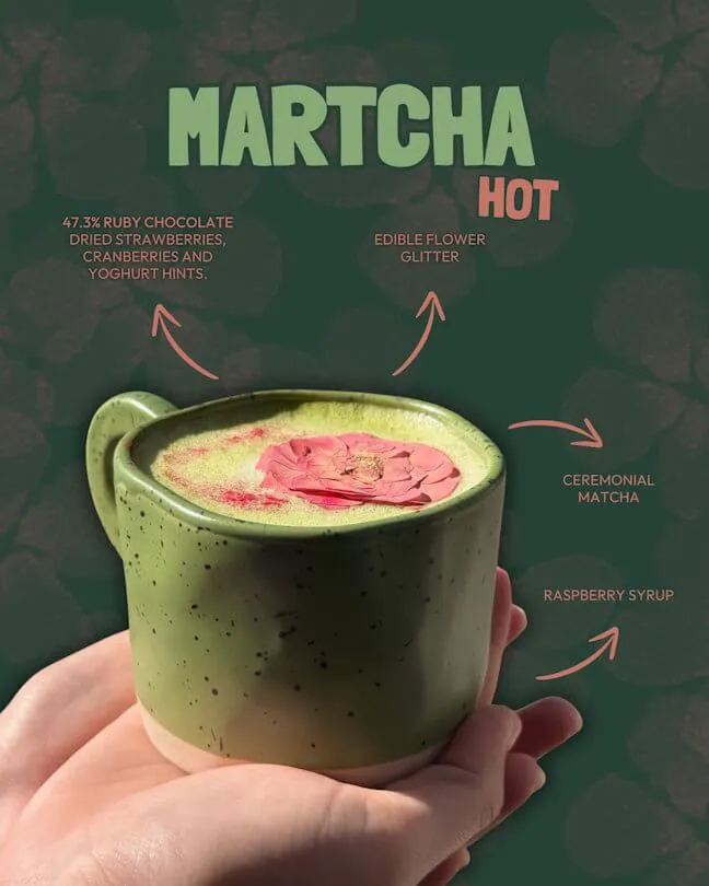 Martcha Hot — ceremonial matcha with ruby chocolate