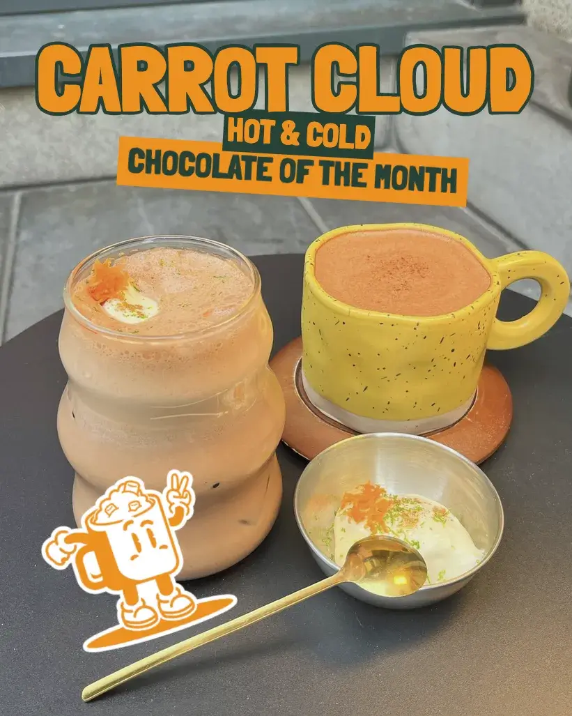 Carrot Cloud — hot and cold chocolate of the month