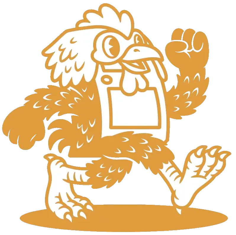 Chicken Rush mascot waving